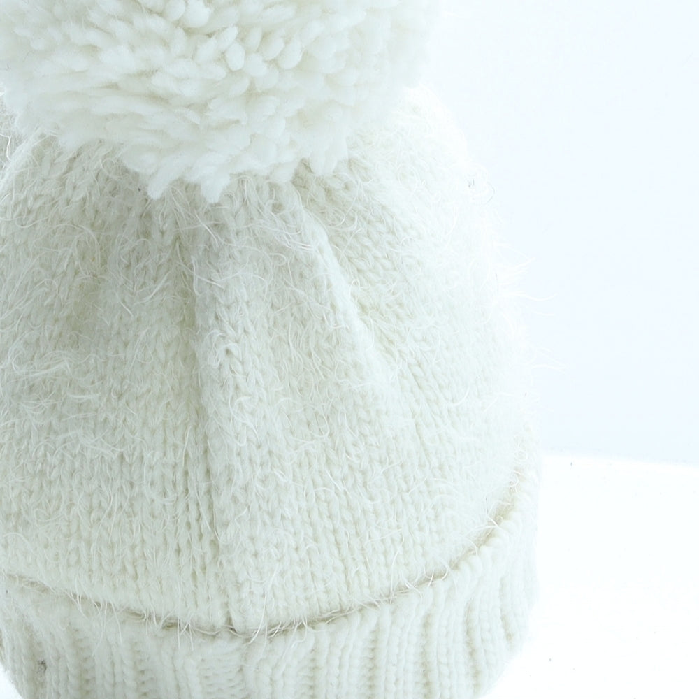 Harry Potter Girls White Acrylic Bobble Hat One Size - Harry Potter