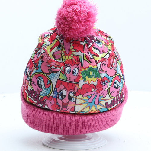 George Girls Pink Geometric Polyester Bobble Hat One Size - My Little Pony