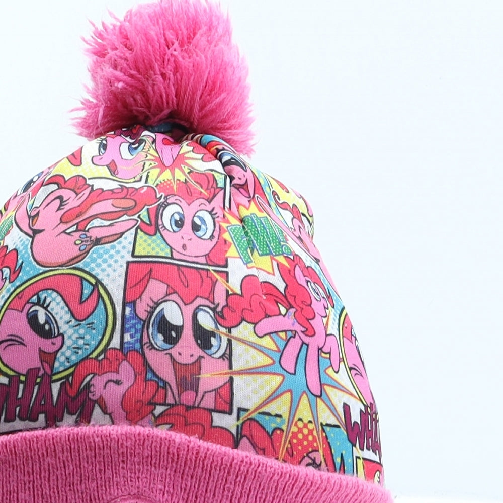 George Girls Pink Geometric Polyester Bobble Hat One Size - My Little Pony