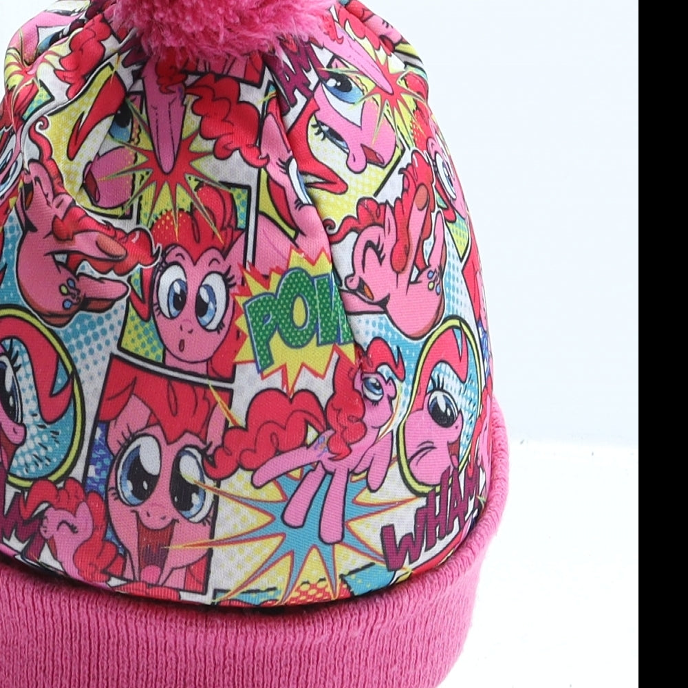 George Girls Pink Geometric Polyester Bobble Hat One Size - My Little Pony