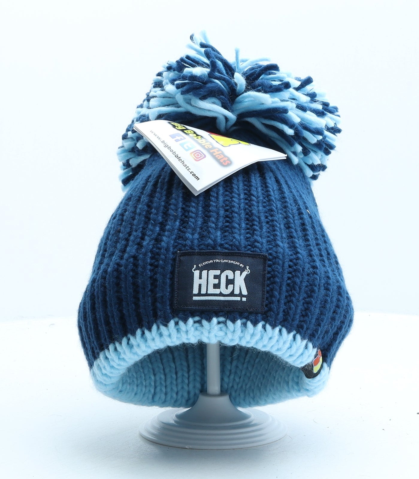 Big Bobble Hats Mens Blue Acrylic Beanie One Size - Heck