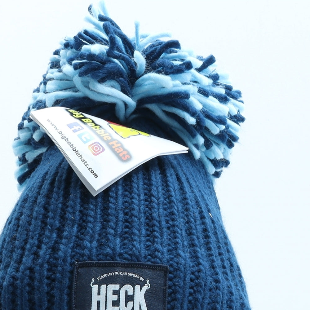 Big Bobble Hats Mens Blue Acrylic Beanie One Size - Heck