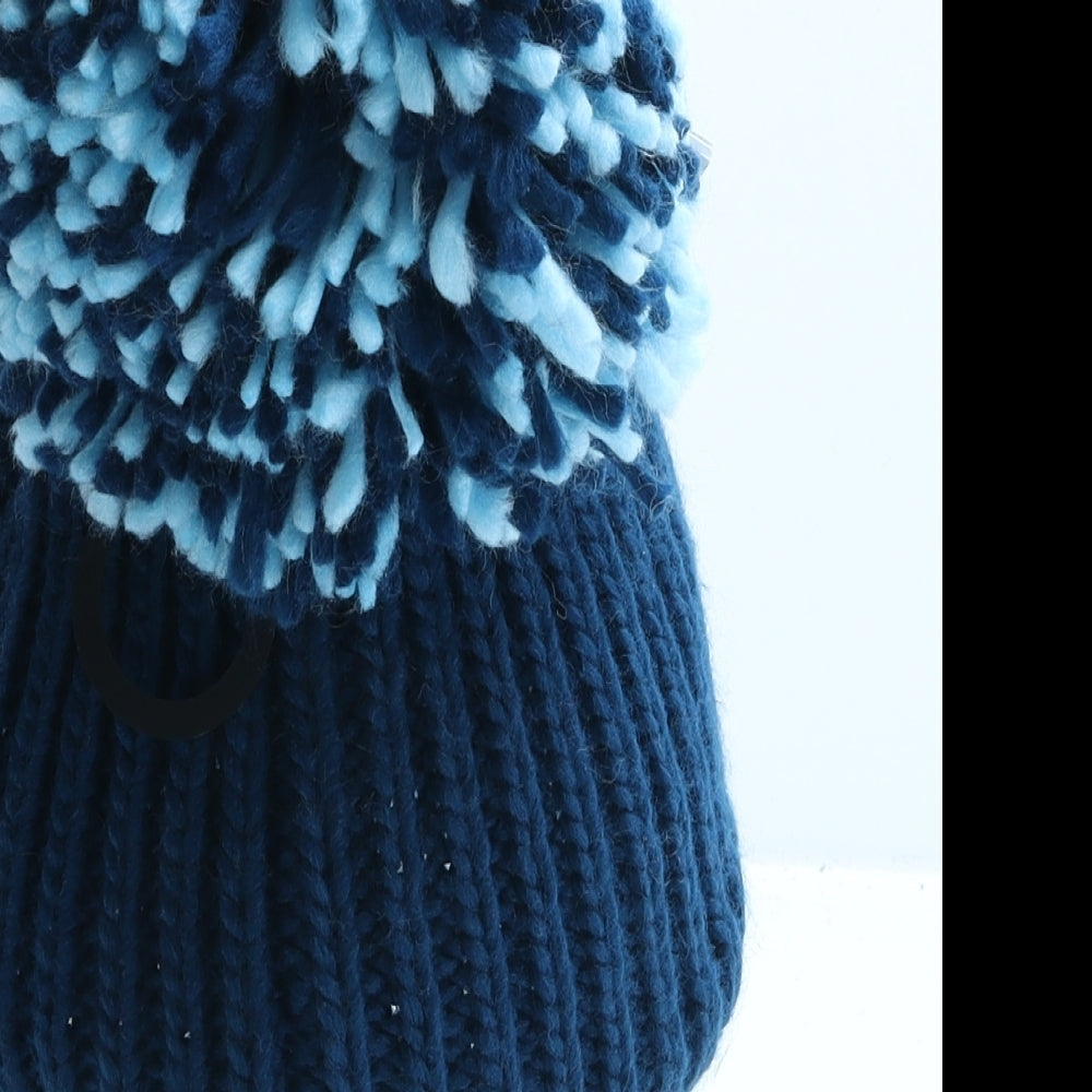 Big Bobble Hats Mens Blue Acrylic Beanie One Size - Heck