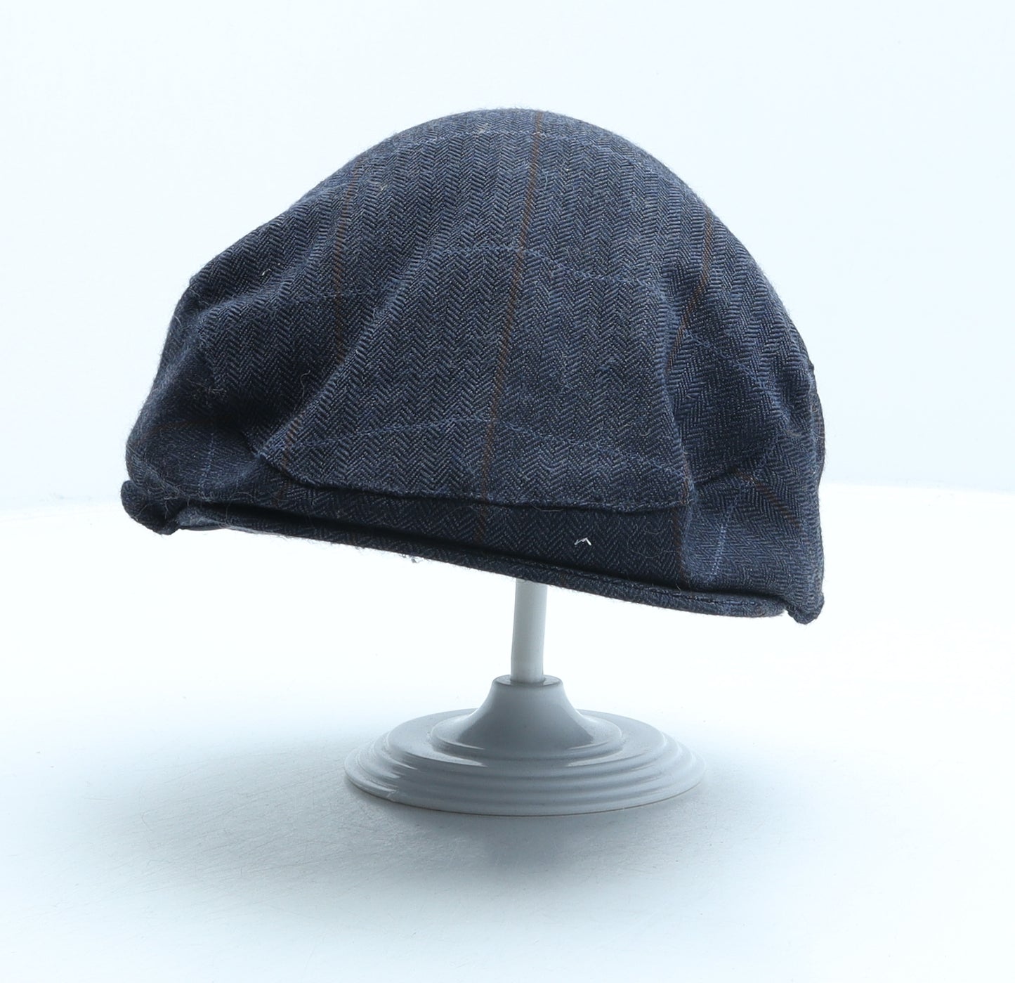Marks and Spencer Mens Blue Plaid Polyester Flat Cap Size M