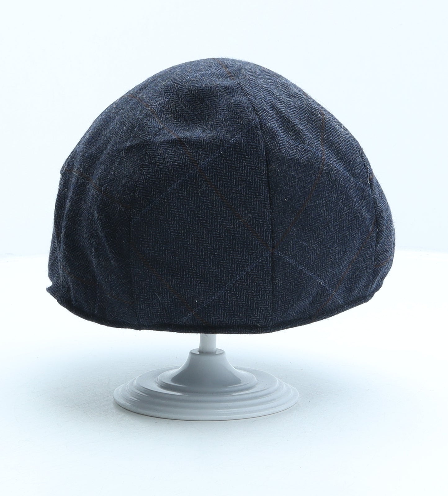 Marks and Spencer Mens Blue Plaid Polyester Flat Cap Size M