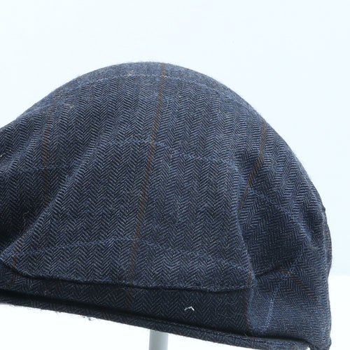 Marks and Spencer Mens Blue Plaid Polyester Flat Cap Size M