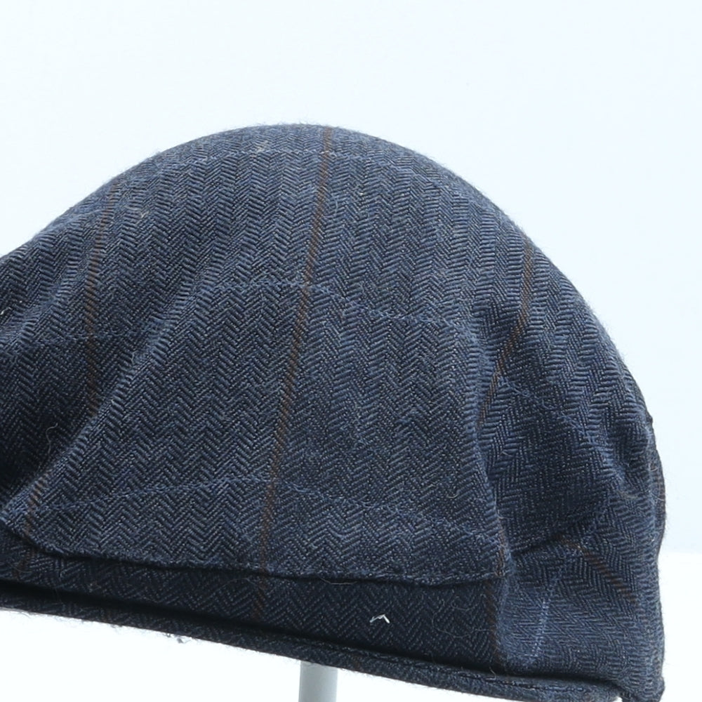 Marks and Spencer Mens Blue Plaid Polyester Flat Cap Size M