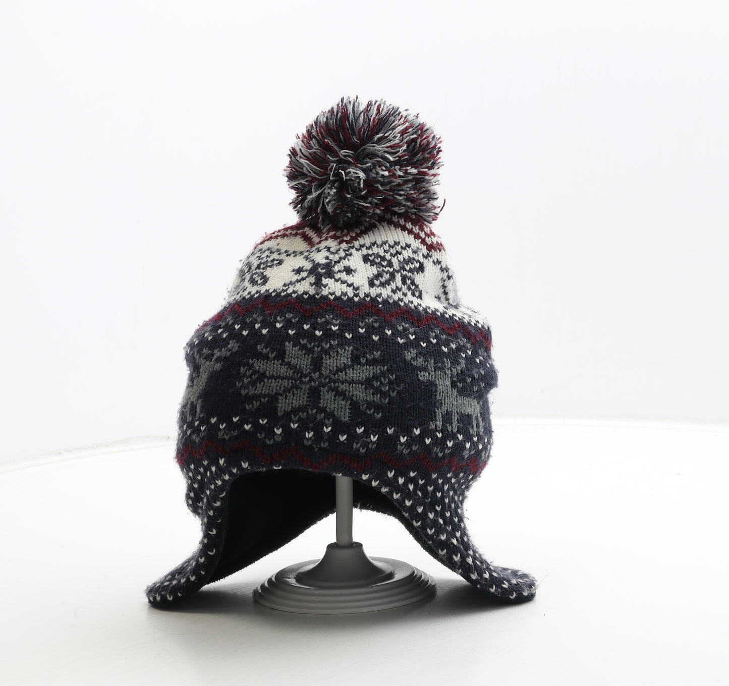 Primark Boys Black Fair Isle Acrylic Bonnet One Size