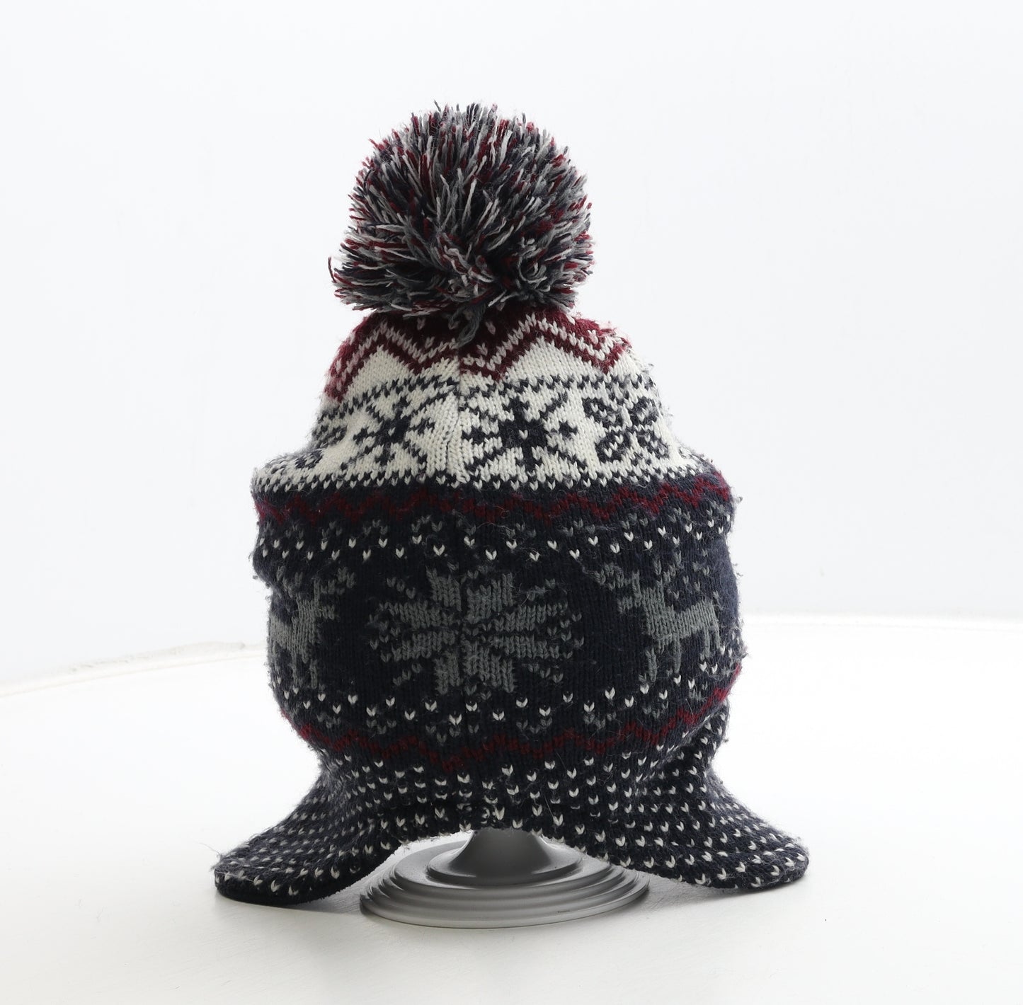 Primark Boys Black Fair Isle Acrylic Bonnet One Size