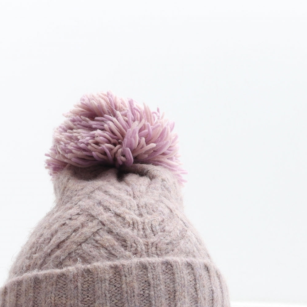 George Girls Purple Acrylic Bobble Hat One Size