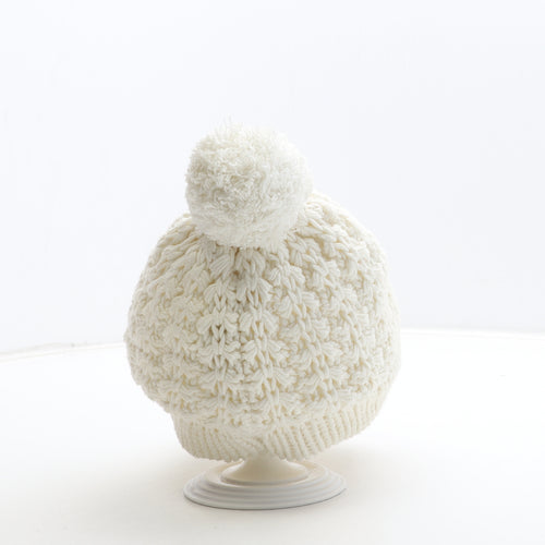 Gap Womens White Cotton Bobble Hat One Size - Peak Detail