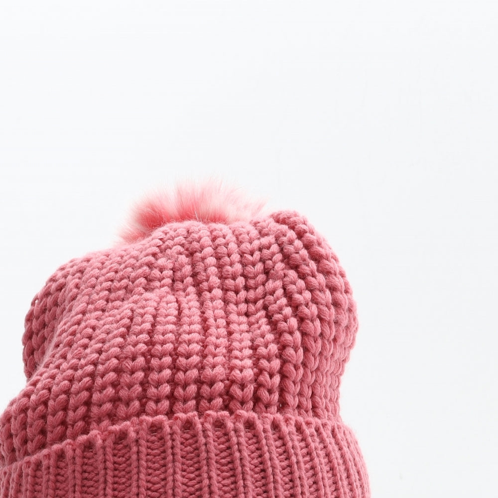 Marks and Spencer Womens Pink Acrylic Bobble Hat One Size
