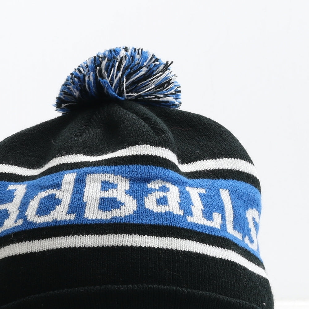 Oddballs Mens Black Acrylic Beanie One Size - Pom Pom Detail