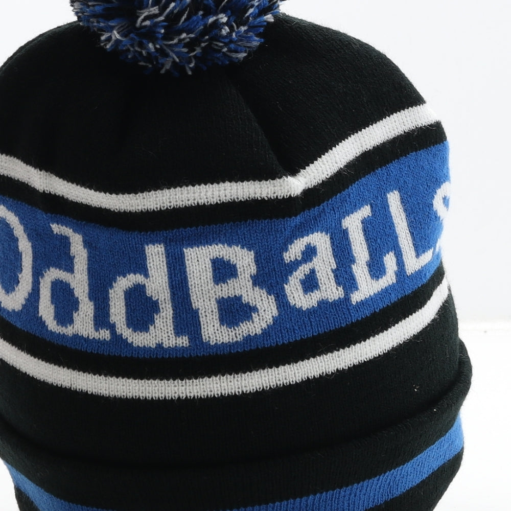 Oddballs Mens Black Acrylic Beanie One Size - Pom Pom Detail