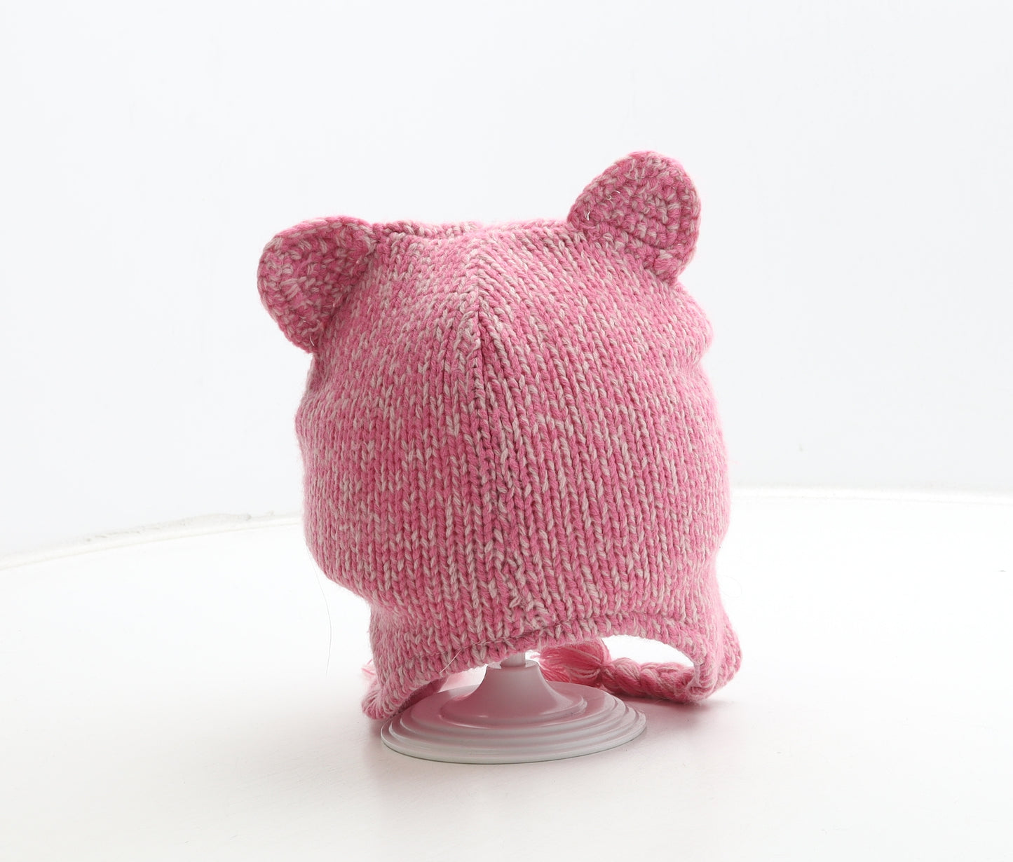Marks and Spencer Girls Pink Acrylic Bonnet Size S - Cat Detail