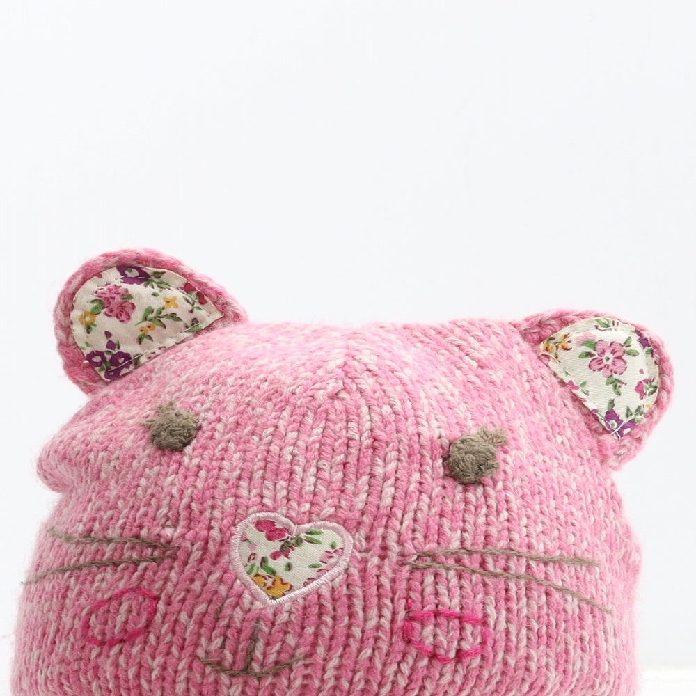 Marks and Spencer Girls Pink Acrylic Bonnet Size S - Cat Detail