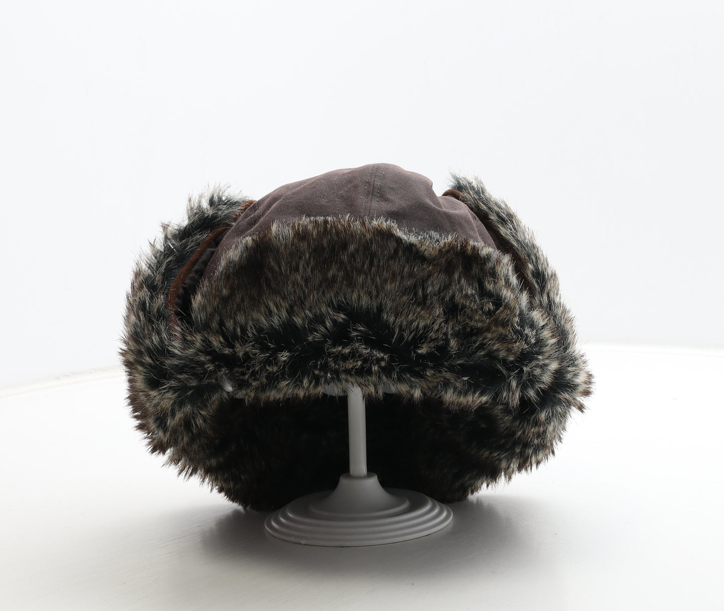 Failsworth Mens Brown Cotton Trapper Hat Size L - Fur Trim