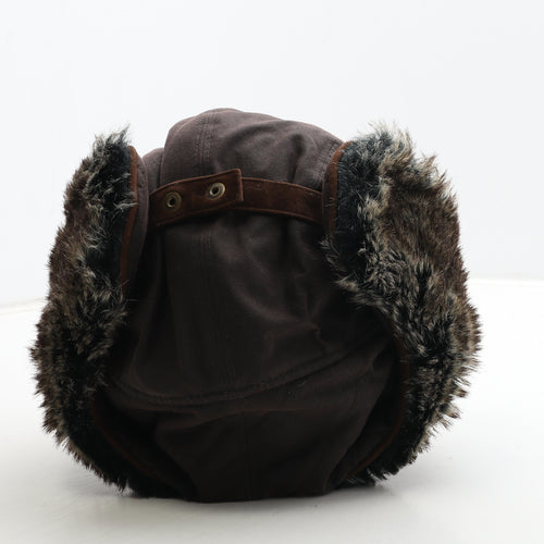 Failsworth Mens Brown Cotton Trapper Hat Size L - Fur Trim