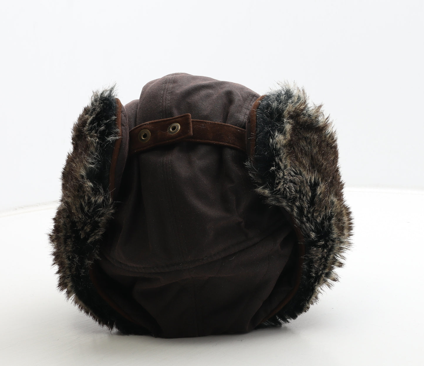 Failsworth Mens Brown Cotton Trapper Hat Size L - Fur Trim