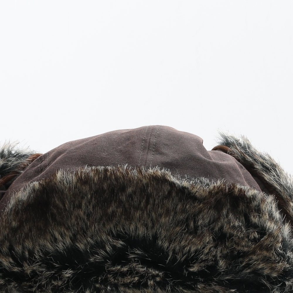 Failsworth Mens Brown Cotton Trapper Hat Size L - Fur Trim