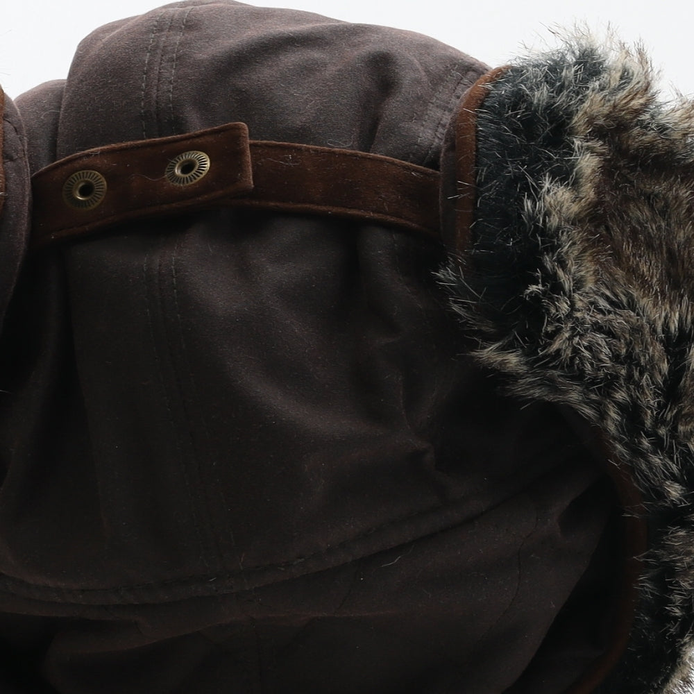 Failsworth Mens Brown Cotton Trapper Hat Size L - Fur Trim