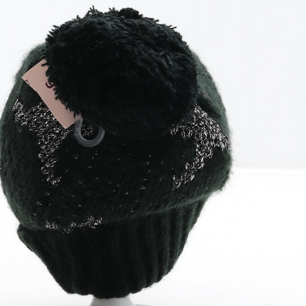 PepCo Girls Girls Black Acrylic Bobble Hat Size S - Star Detail
