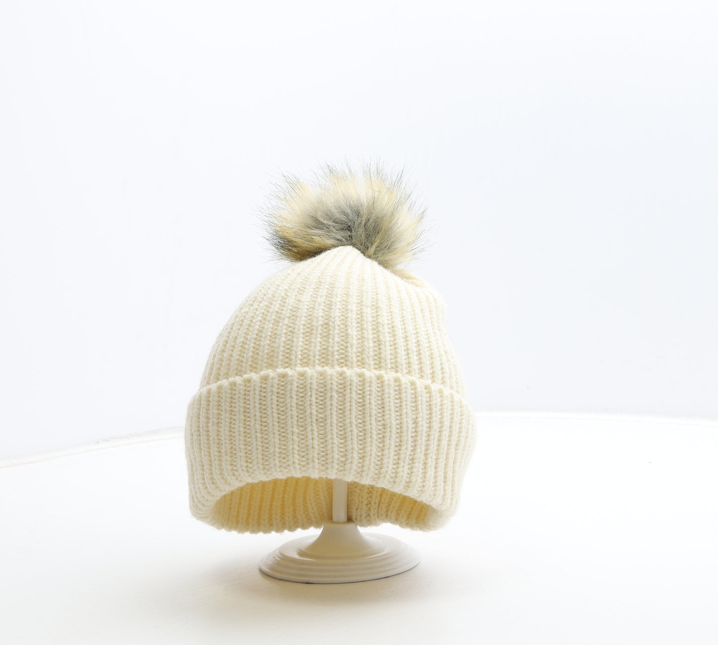 Primark Womens Ivory Polyester Bobble Hat One Size