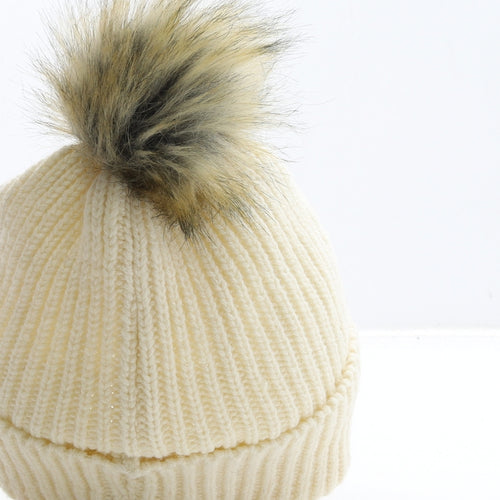 Primark Womens Ivory Polyester Bobble Hat One Size