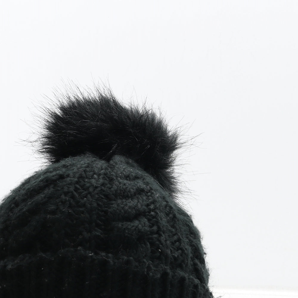 NEXT Girls Black Acrylic Bobble Hat One Size