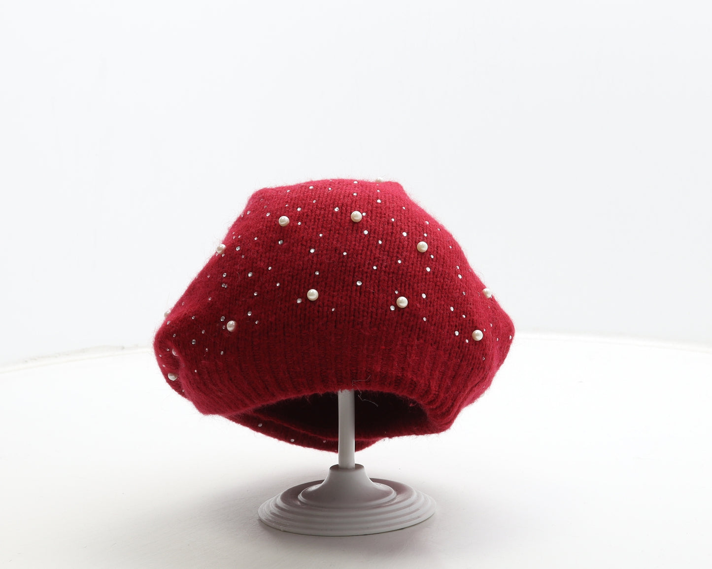 Preworn Womens Red Angora Beanie One Size