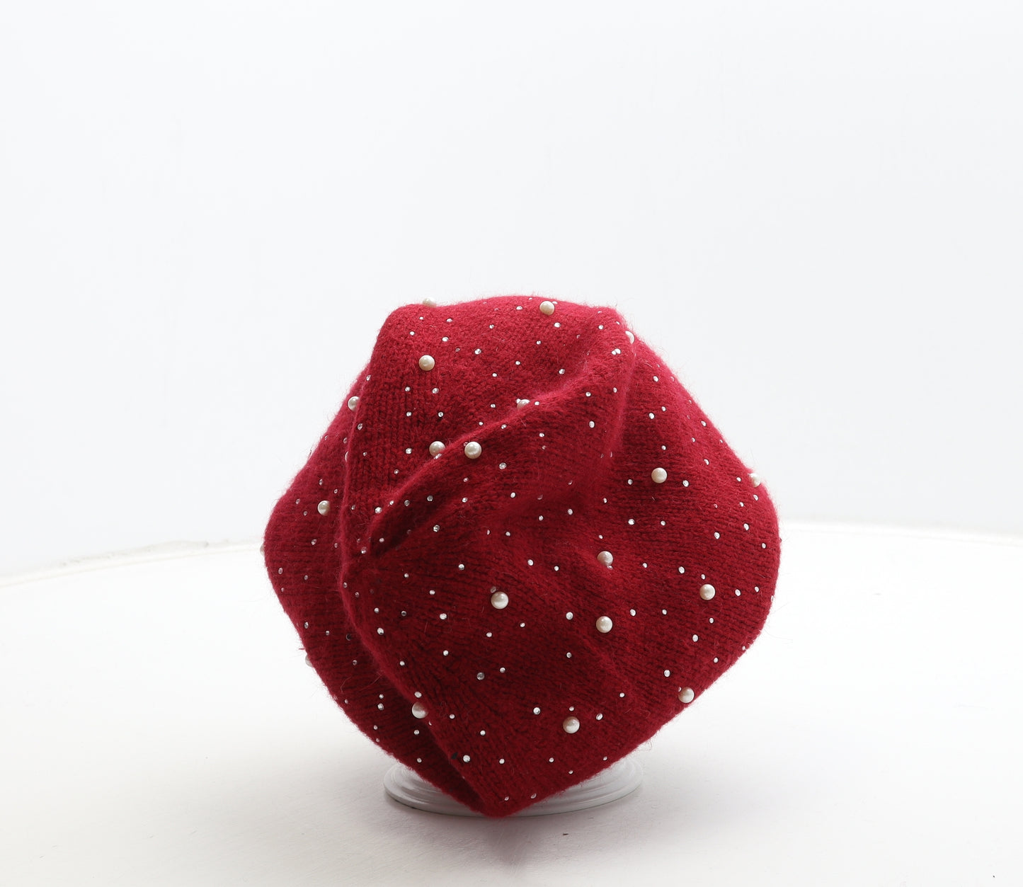 Preworn Womens Red Angora Beanie One Size