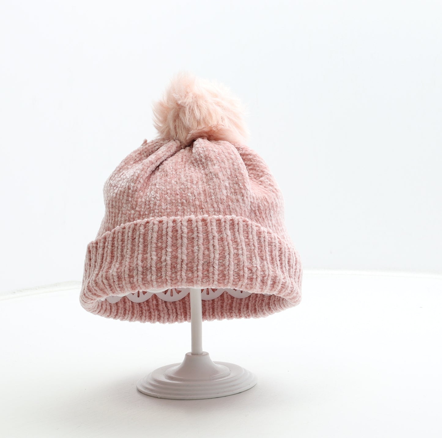 NEXT Girls Pink Acrylic Bobble Hat Size S
