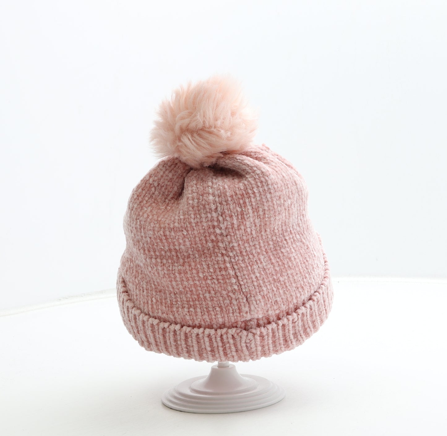 NEXT Girls Pink Acrylic Bobble Hat Size S