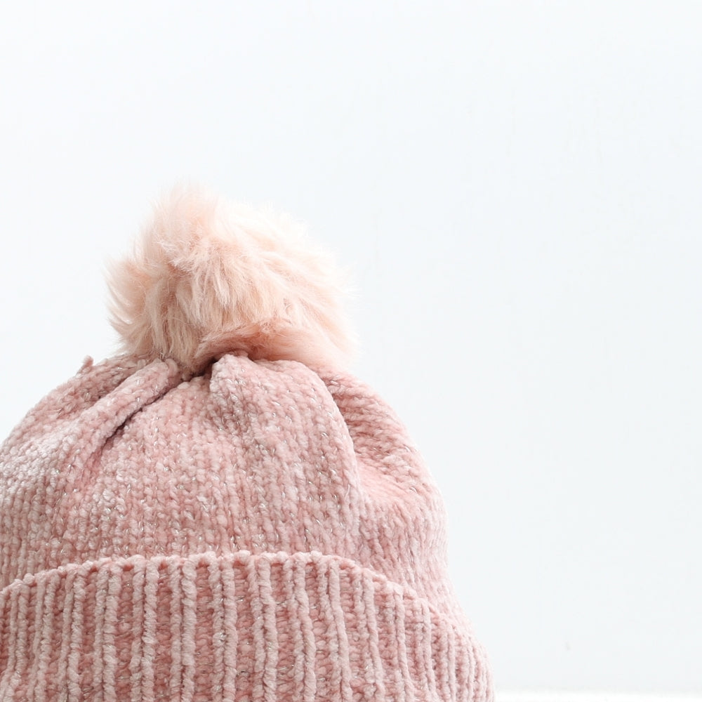 NEXT Girls Pink Acrylic Bobble Hat Size S