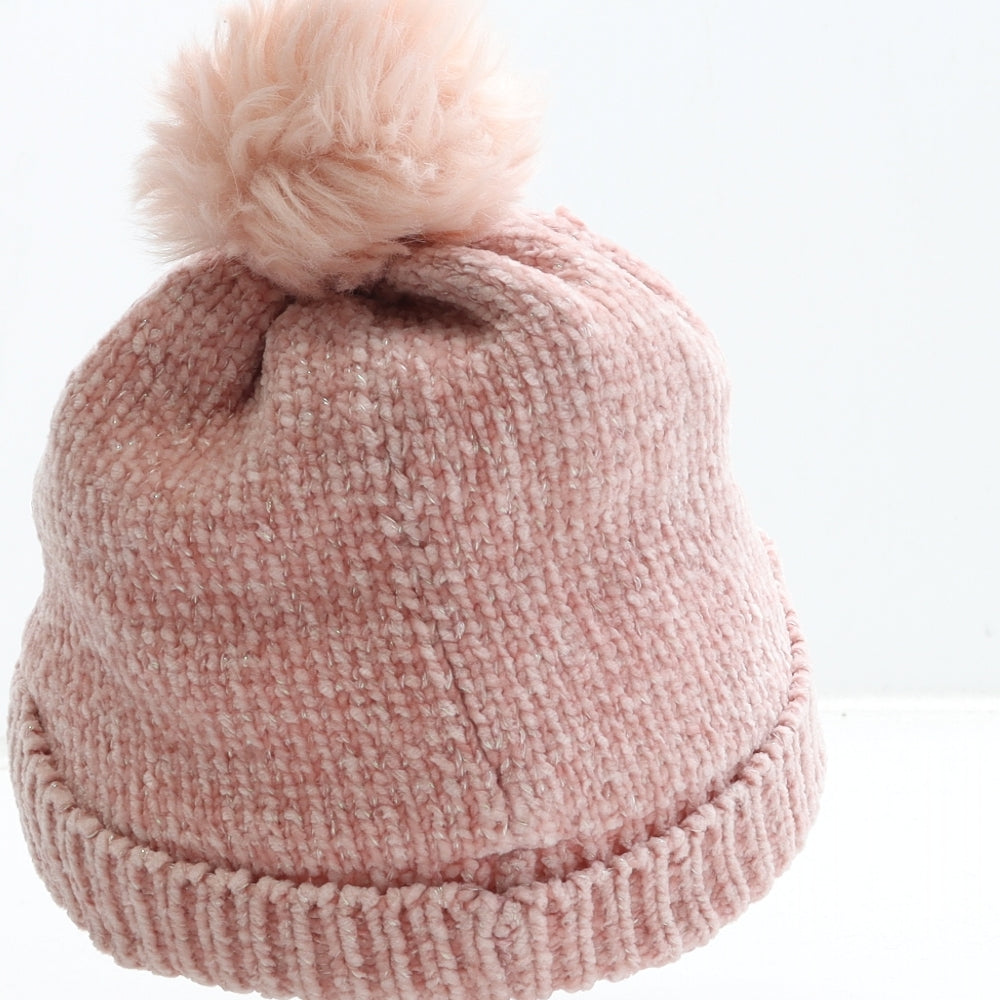 NEXT Girls Pink Acrylic Bobble Hat Size S