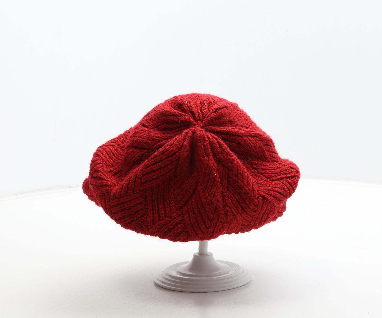 Preworn Womens Red Acrylic Beret One Size