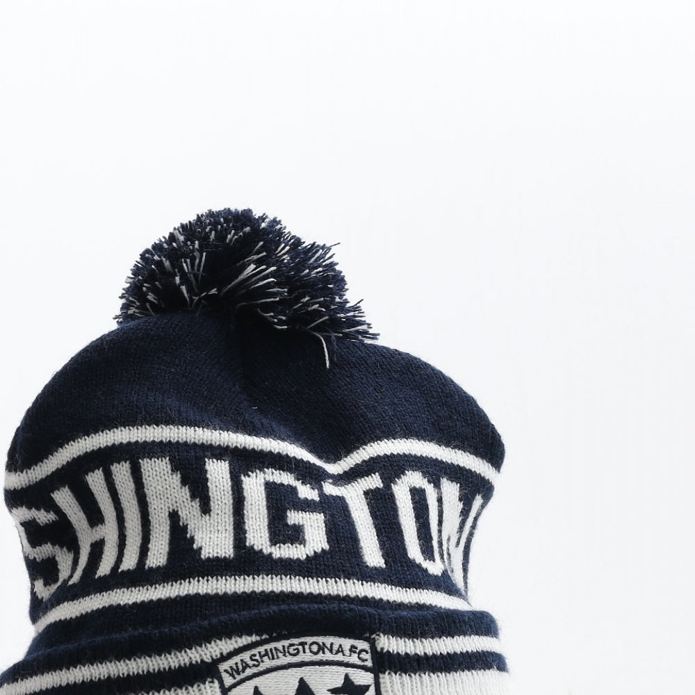 Washington FC Mens Blue Acrylic Beanie One Size - Logo Pom Pom Detail