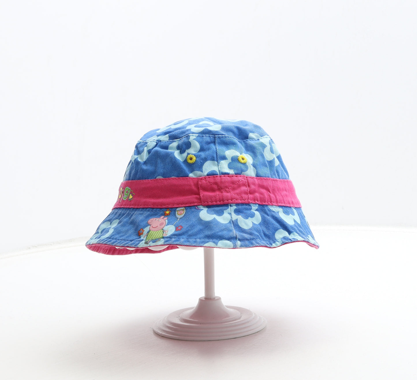 Peppa Pig Girls Blue Floral Cotton Bucket Hat Size S