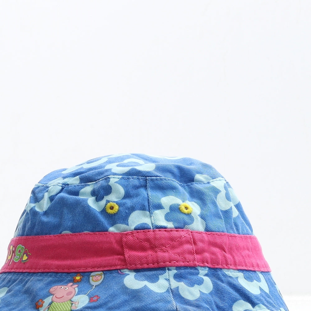 Peppa Pig Girls Blue Floral Cotton Bucket Hat Size S