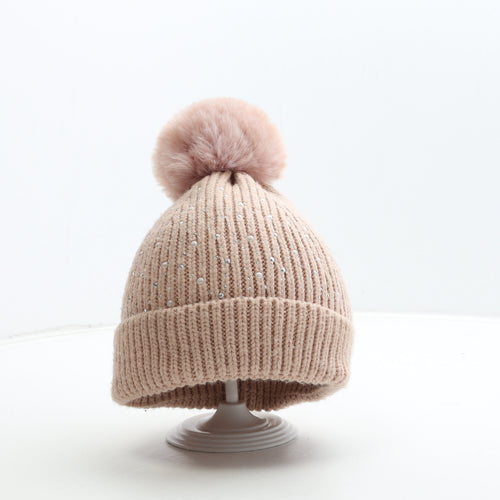 Primark Womens Pink Acrylic Bobble Hat Size M