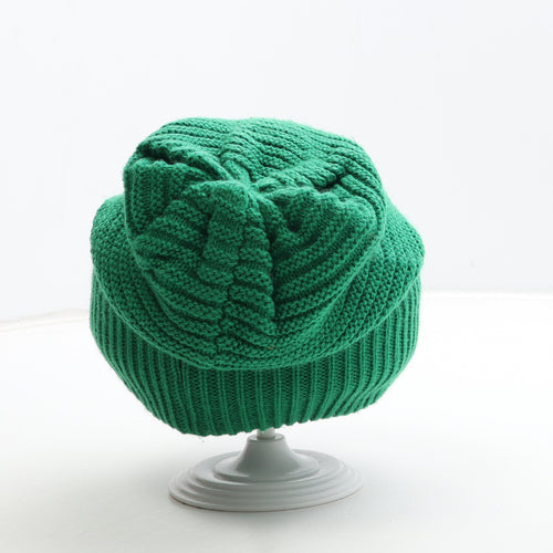 A Women Womens Green Acrylic Beanie One Size