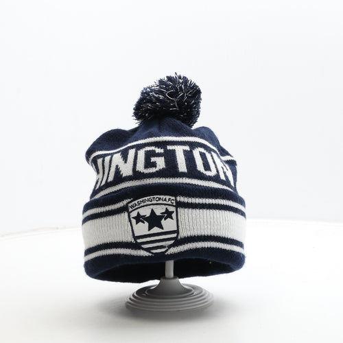Washington FC Mens Blue Acrylic Beanie One Size - Pom Pom Detail