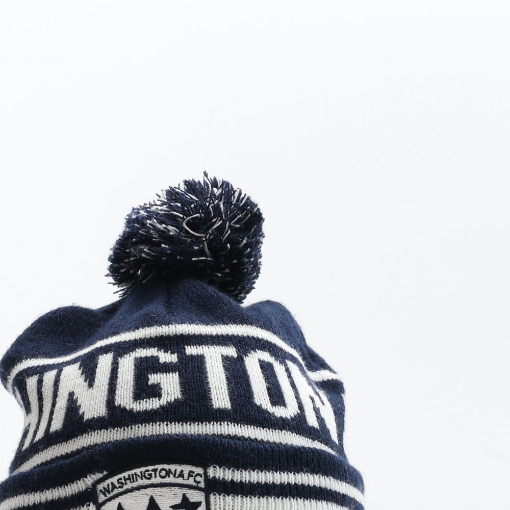 Washington FC Mens Blue Acrylic Beanie One Size - Pom Pom Detail