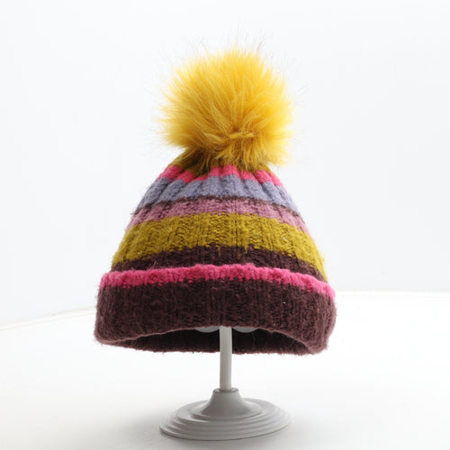 George Girls Multicoloured Colourblock Acrylic Bobble Hat One Size