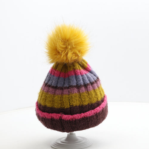 George Girls Multicoloured Colourblock Acrylic Bobble Hat One Size