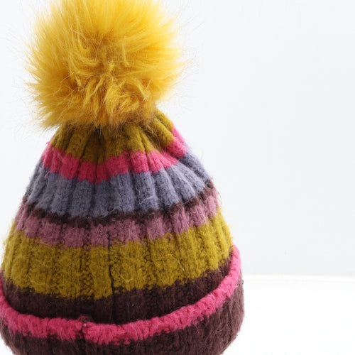George Girls Multicoloured Colourblock Acrylic Bobble Hat One Size