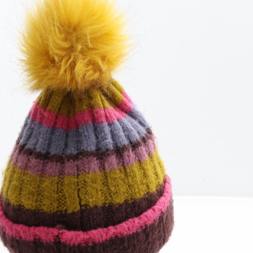George Girls Multicoloured Colourblock Acrylic Bobble Hat One Size