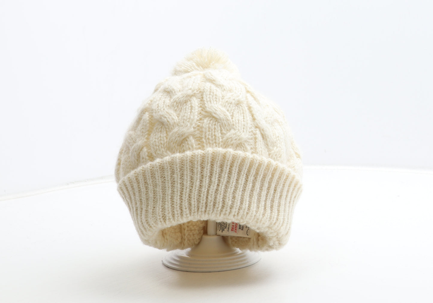 New Look Womens Ivory Acrylic Bobble Hat One Size
