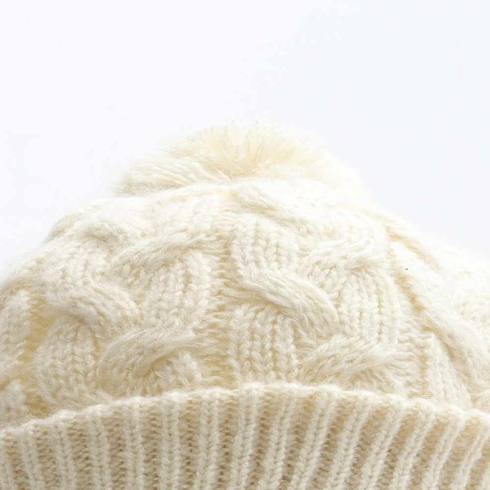 New Look Womens Ivory Acrylic Bobble Hat One Size
