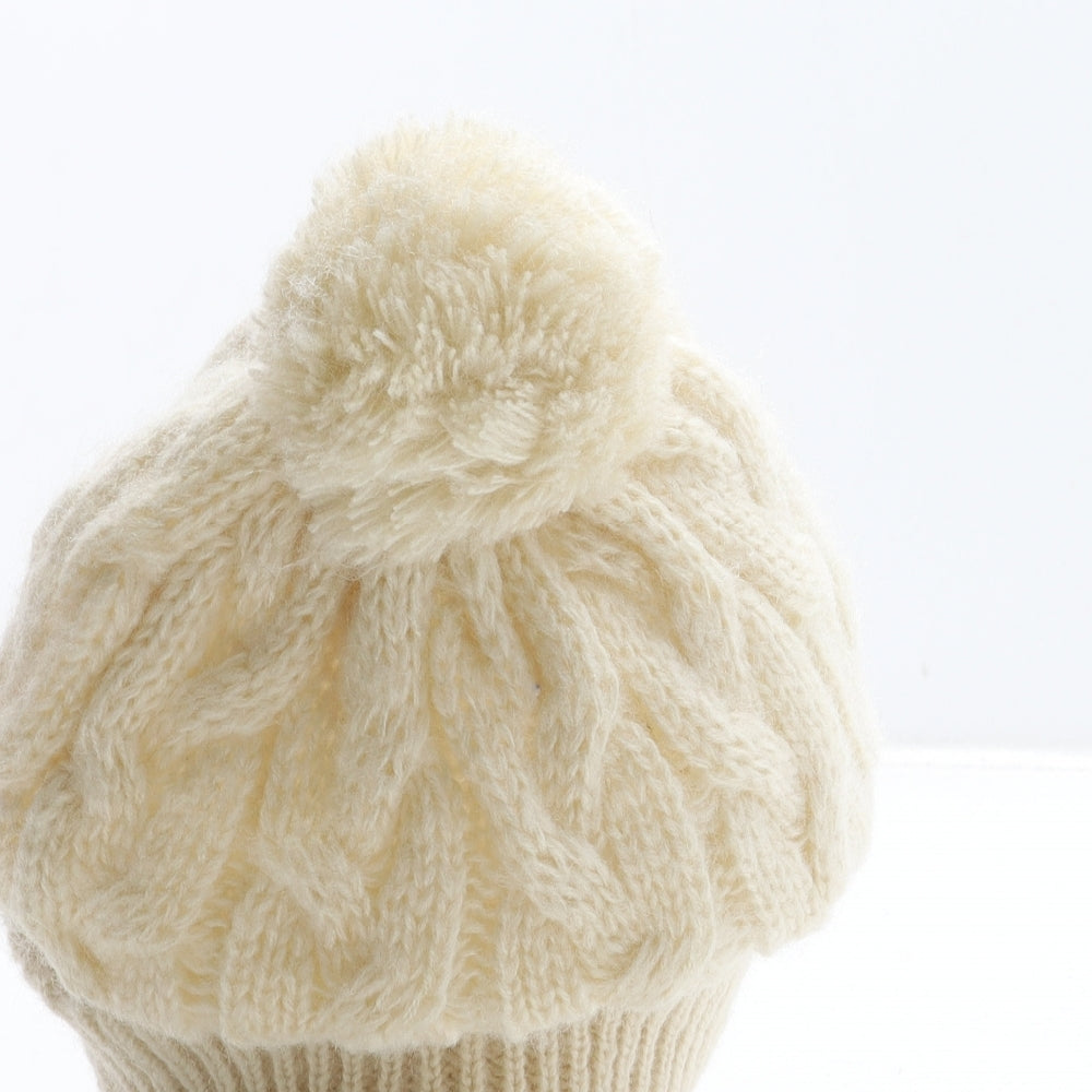 New Look Womens Ivory Acrylic Bobble Hat One Size